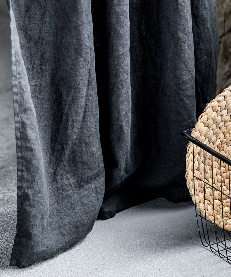 Linen CURTAIN in Charcoal / 1 PANEL - notperfectlinen