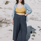CU: Customized Maxi WELS wide leg linen pants (Size: XS; Color: White)