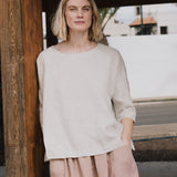 OLD LONDON round neck oversized linen top