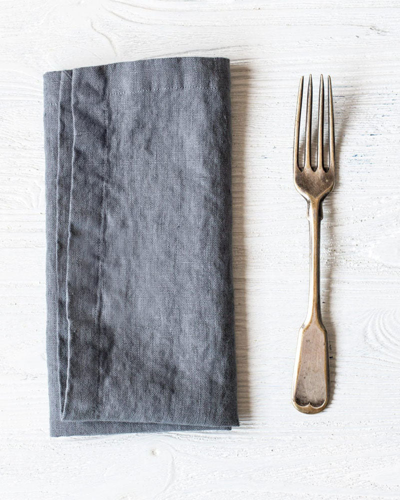 R: set of 6 - Linen napkins (21.6 in | 55 cm) (Color: Natural/Grey Stripes) - notPERFECTLINEN