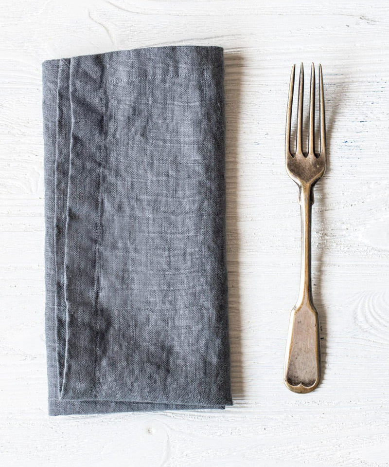 R: set of 6 - Linen napkins (21.6 in | 55 cm) (Color: Natural/Grey Stripes) - notPERFECTLINEN