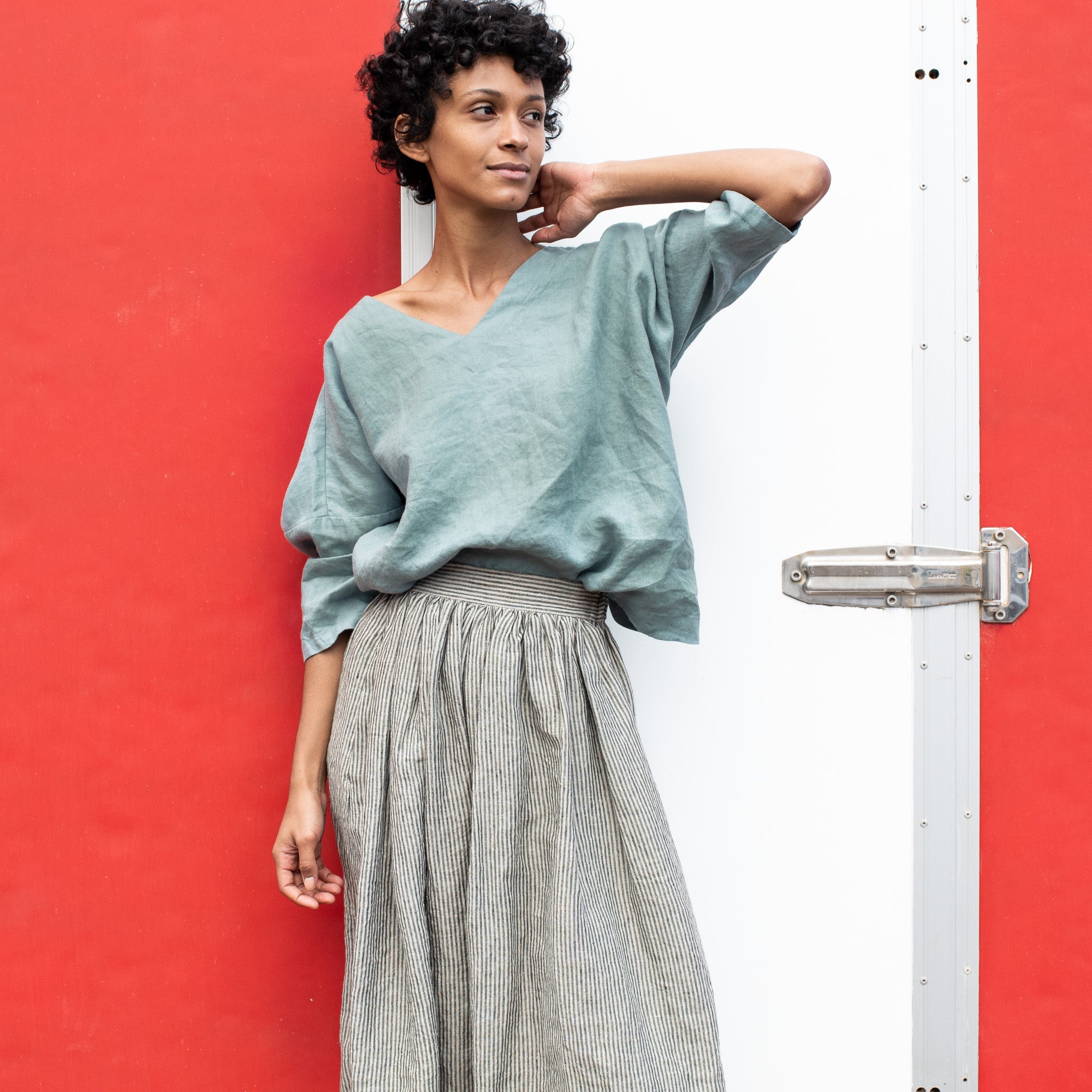 Linen Midi Skirt 1950s CITY notPERFECTLINEN