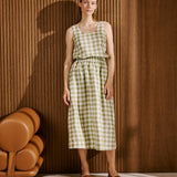 R: SION gathered linen skirt (Color: Beige; Size: XS)