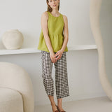 R: Sale - EZE linen peplum top (Size: S; Color: Moss Green)