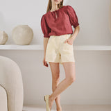 GUARDA puff sleeve linen top