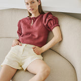 GUARDA puff sleeve linen top