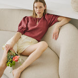 GUARDA puff sleeve linen top