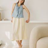 R: Sale - SION gathered linen skirt (Size: XS; Color: Light Butter)