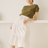 MAGNOLIA tiered linen skirt
