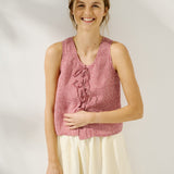 MIJAS bow tie linen blouse (Light Weight Linen)