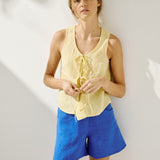 MIJAS bow tie linen blouse (Light Weight Linen)