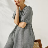 ROSEMARY bow tie linen dress (Light Weight Linen)