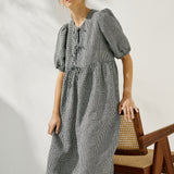 ROSEMARY bow tie linen dress (Light Weight Linen)