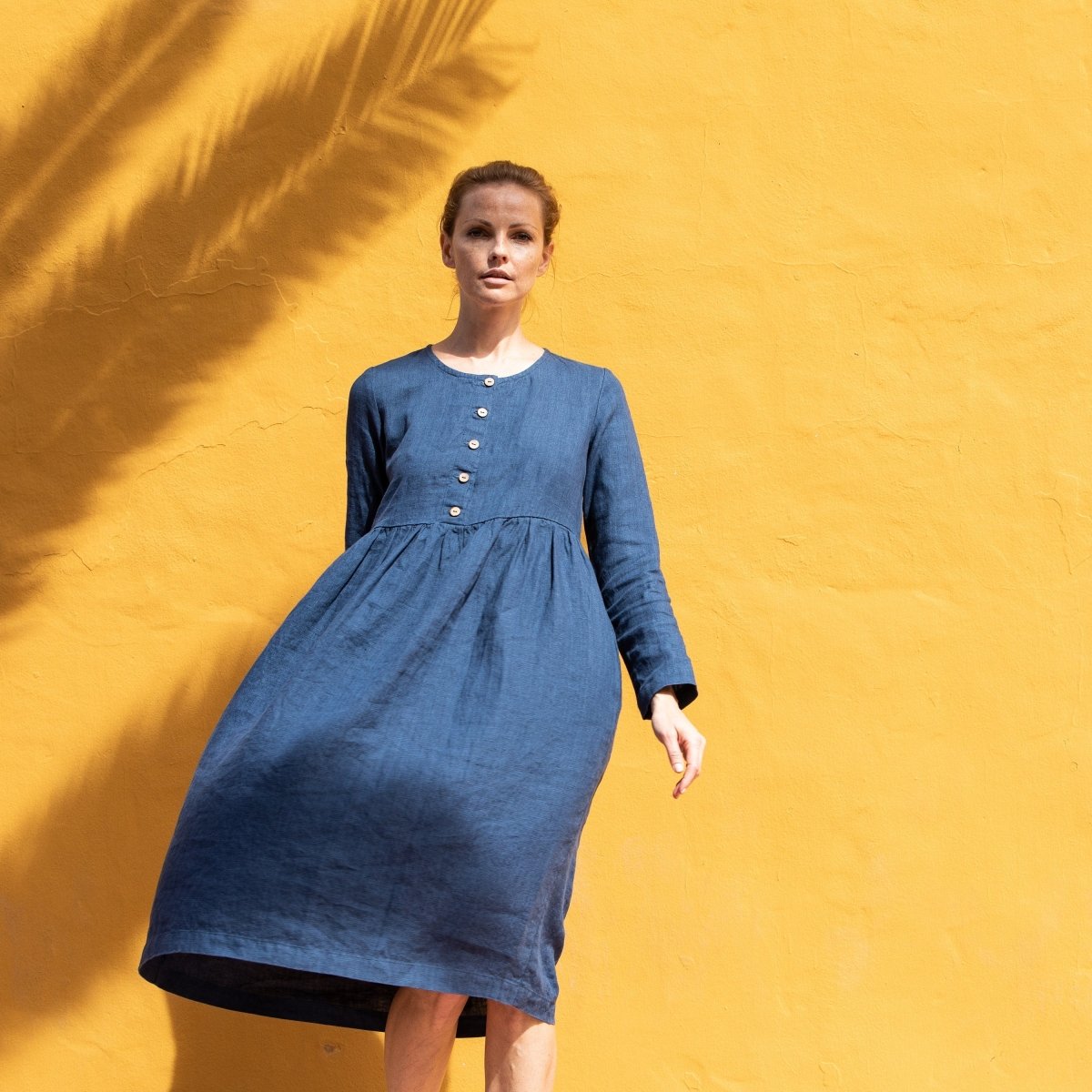 Long sleeve Maxi MAMA linen dress - notperfectlinen