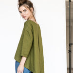 LEAF cropped front linen top - notperfectlinen