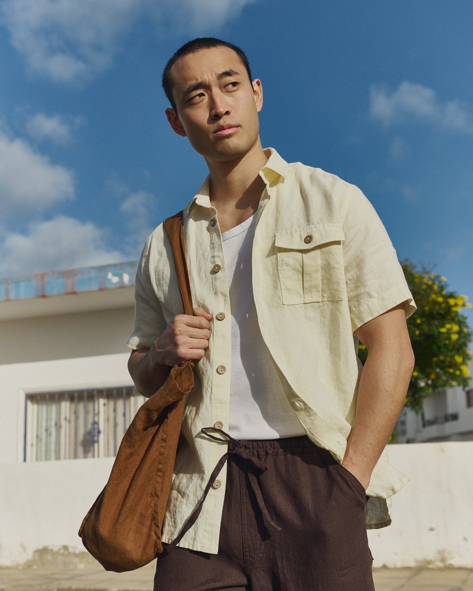 Men's Linen Short Sleeve Shirt QUEBEC | notPERFECTLINEN Men's Linen Short Sleeve Shirt QUEBEC | notPERFECTLINEN