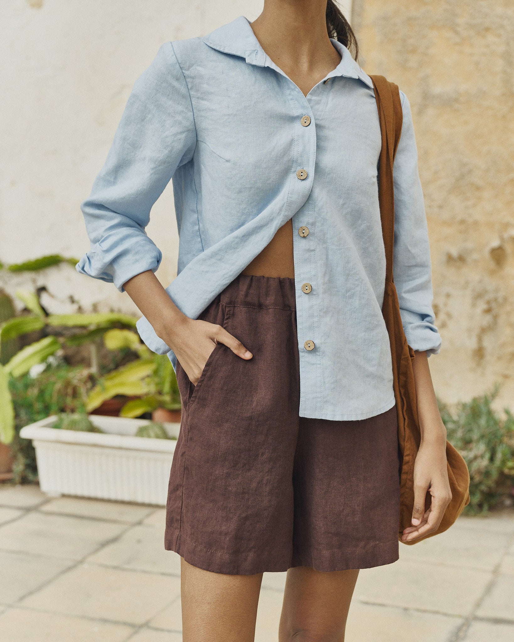 linen dress shorts ASOS DESIGN pull on linen shorts in white