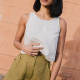 R: SOLLER linen shorts (Color: Beige; Size: S)