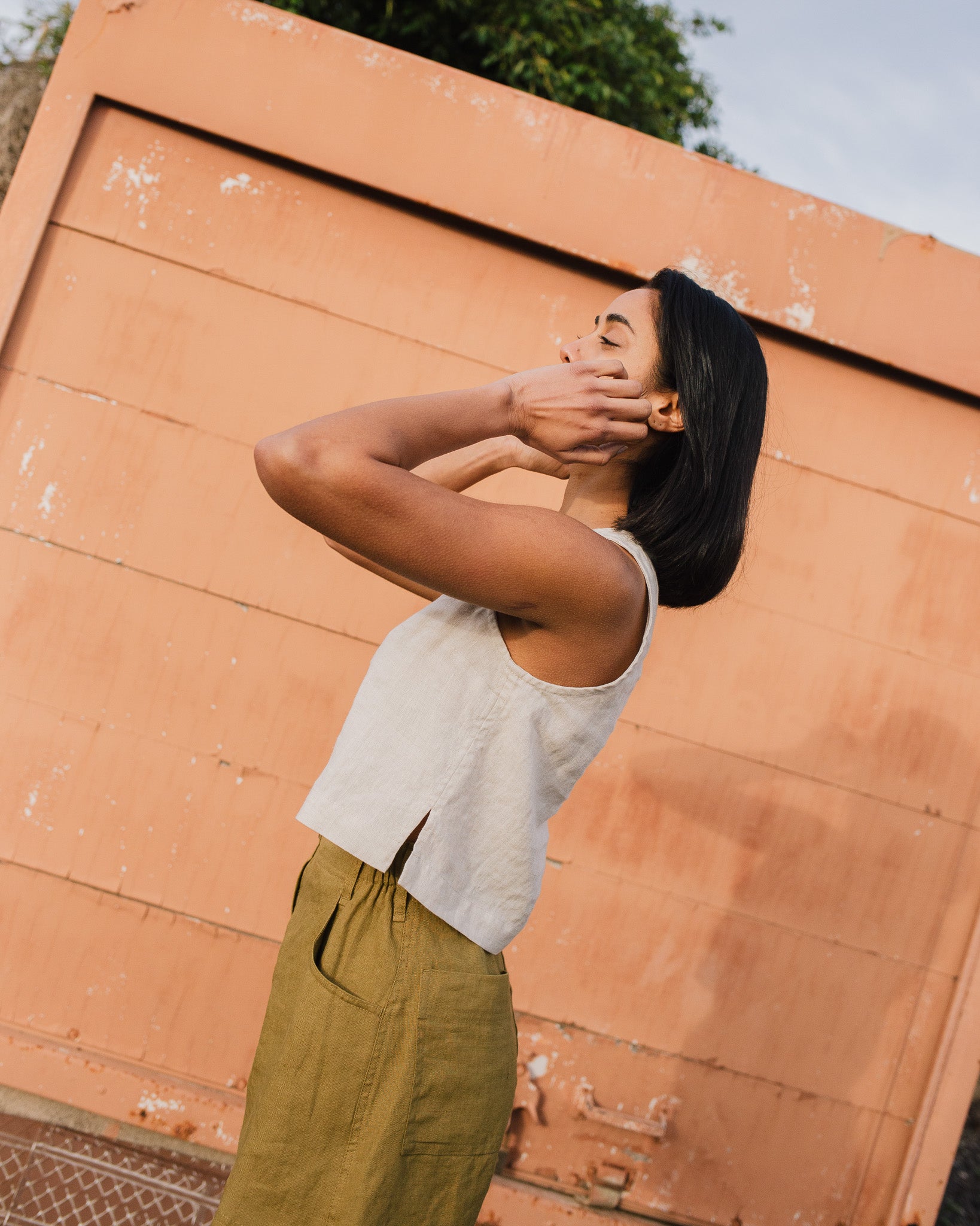 BAY cropped linen top - notperfectlinen