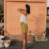 R: SOLLER linen shorts (Color: Beige; Size: S)