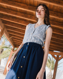 MARSEILLE linen front snap skirt - notperfectlinen