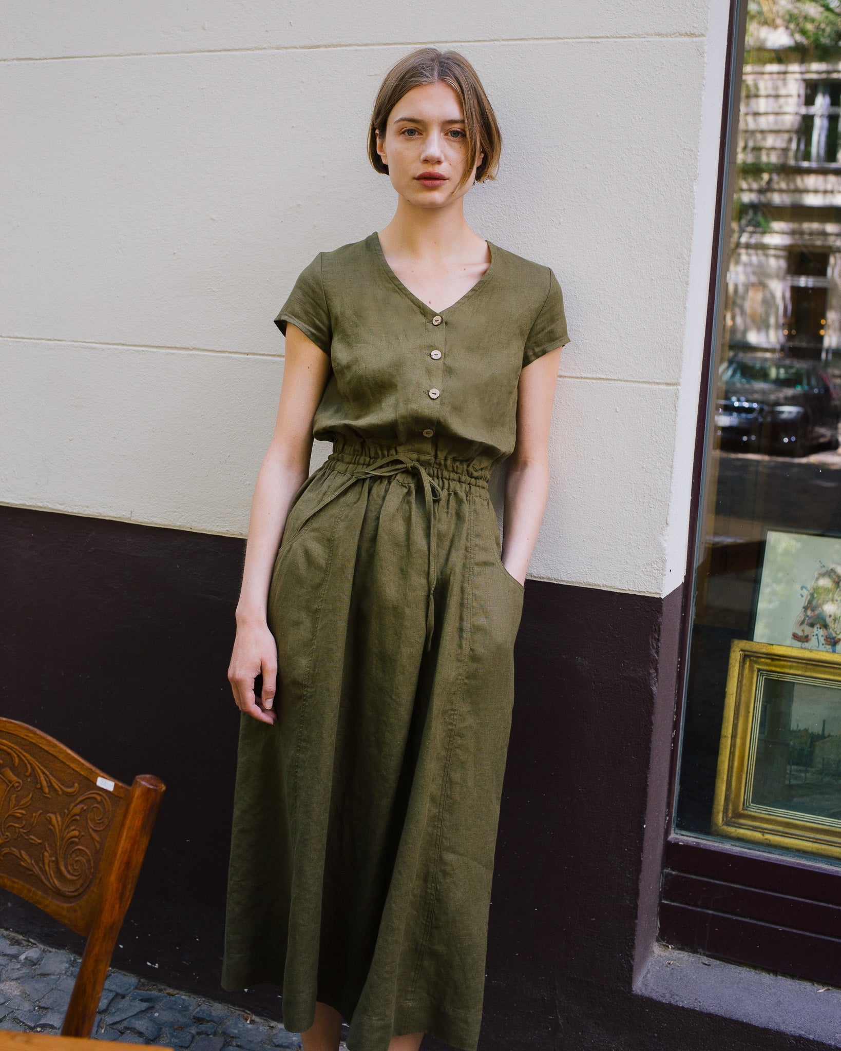 REINE waisted linen dress REINE waisted linen dress