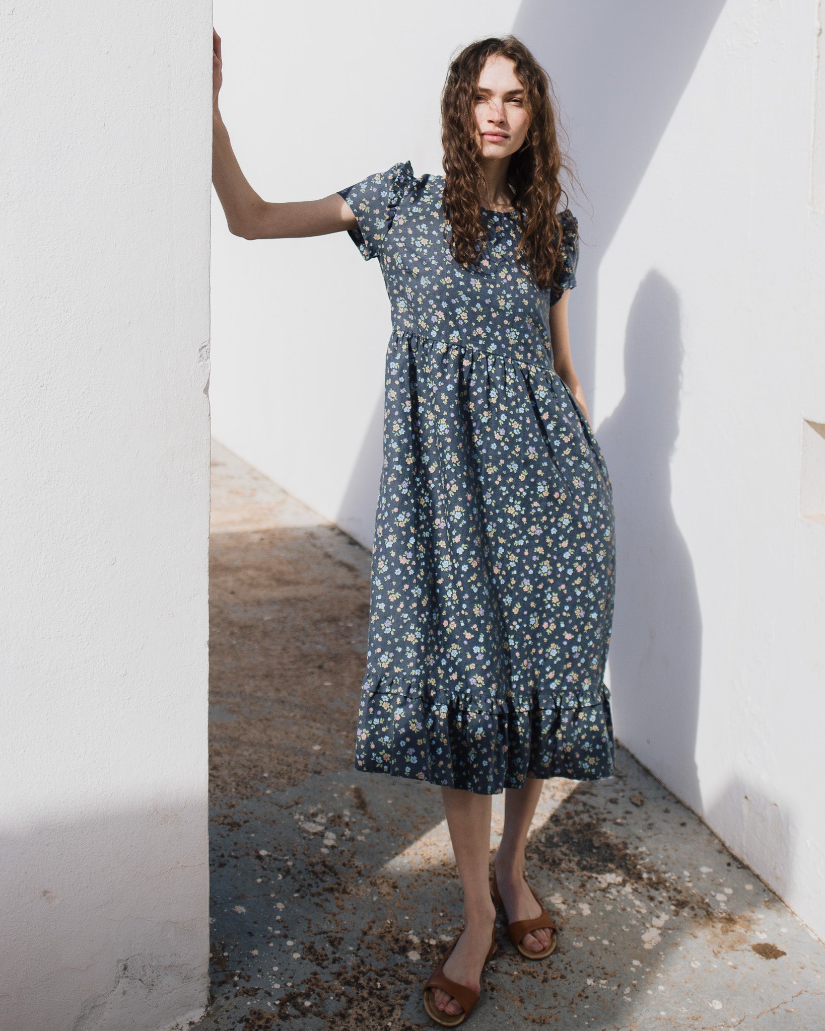 MARQUETTE ruffle linen dress - notperfectlinen