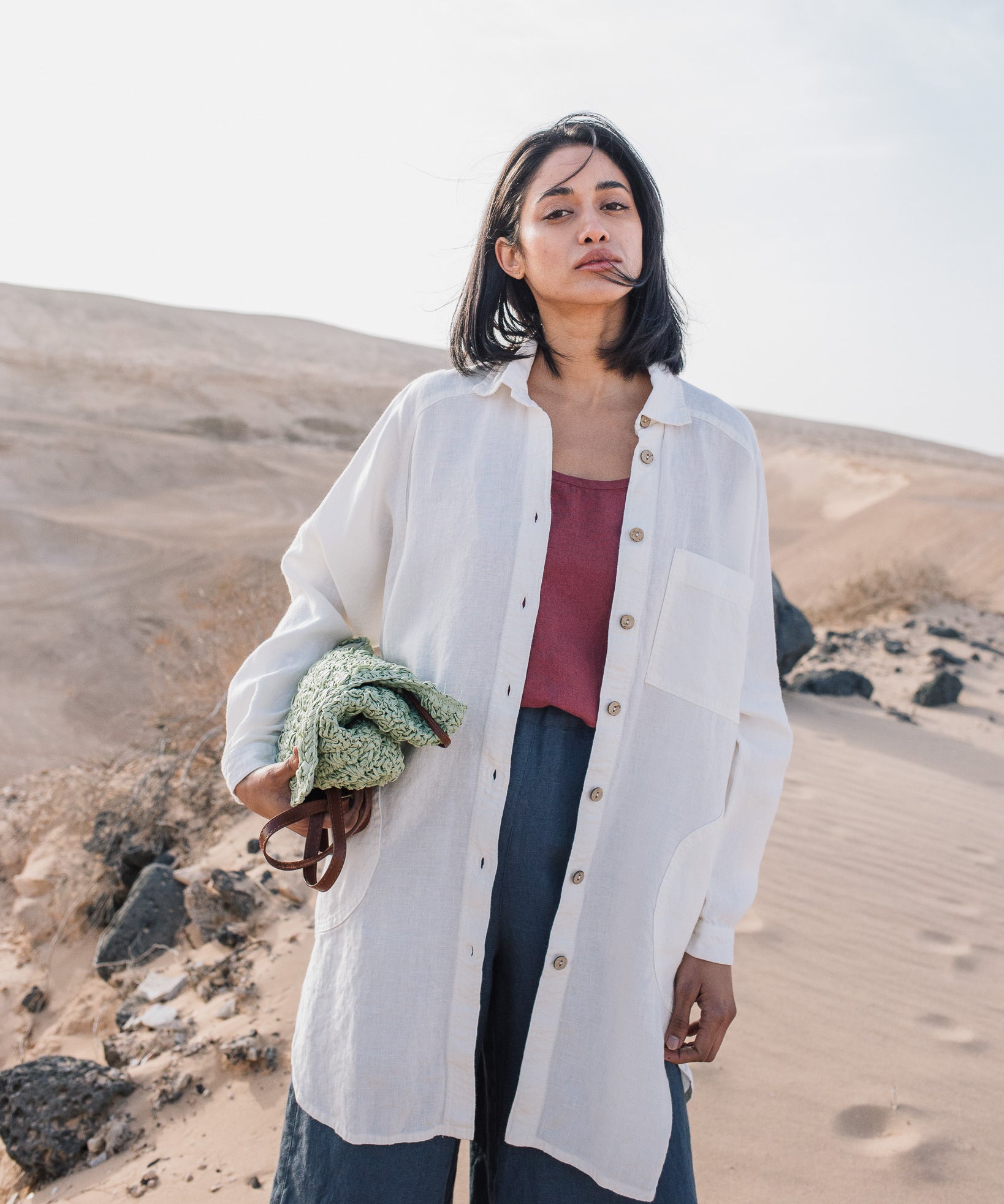LIVORNO-2 oversized linen collar shirt - notperfectlinen