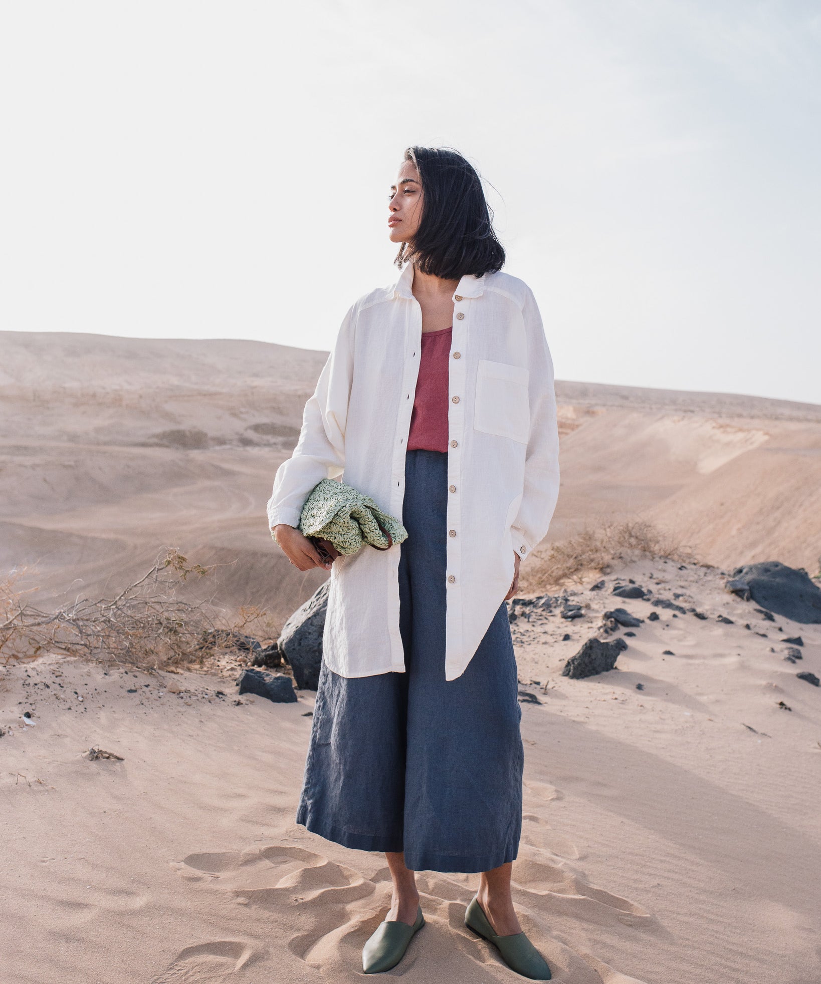 LIVORNO-2 oversized linen collar shirt - notperfectlinen