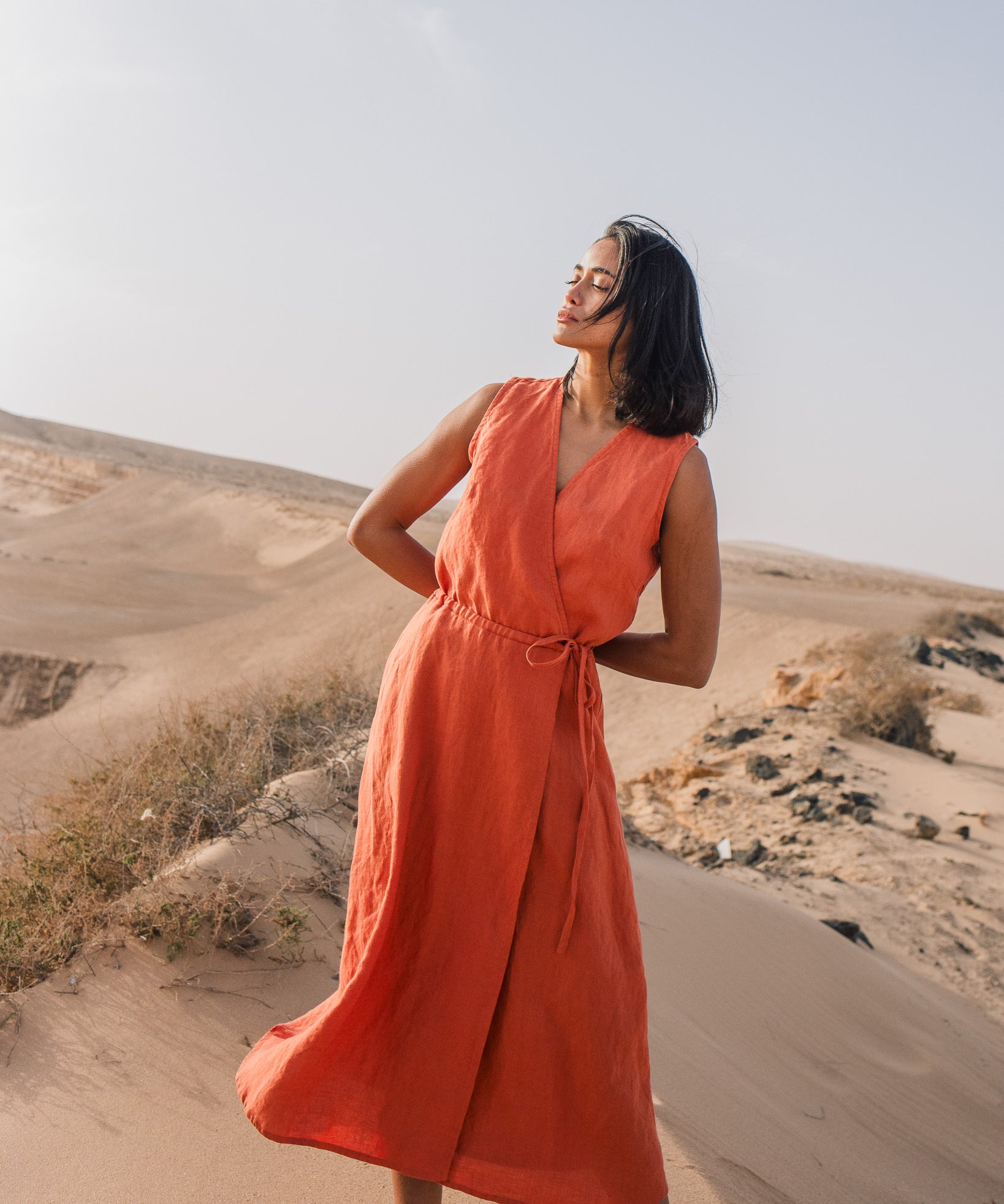 ALTHEA wrap maxi linen dress - notperfectlinen