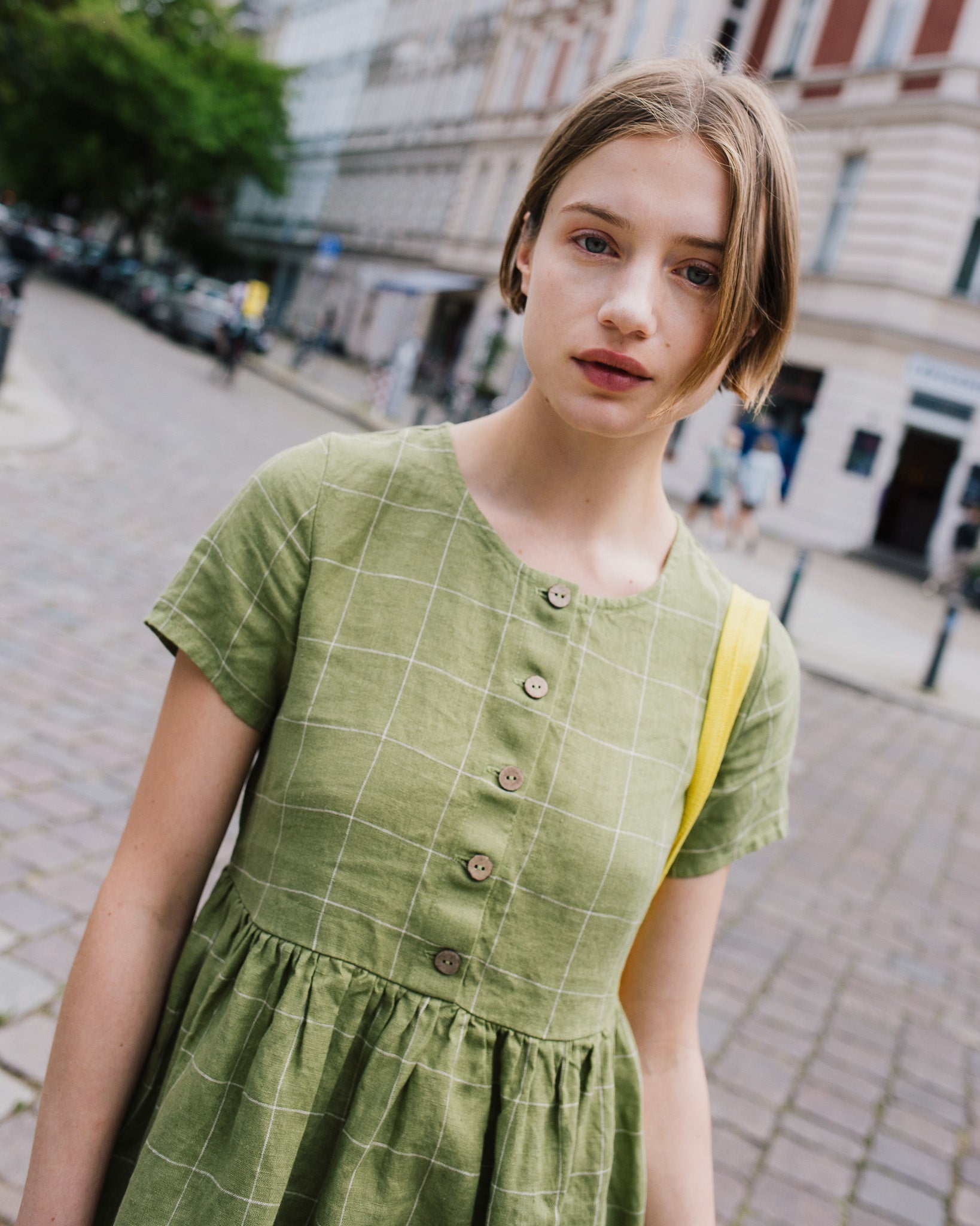 Maxi MAMA-2 short sleeve linen dress Maxi MAMA-2 short sleeve linen dress