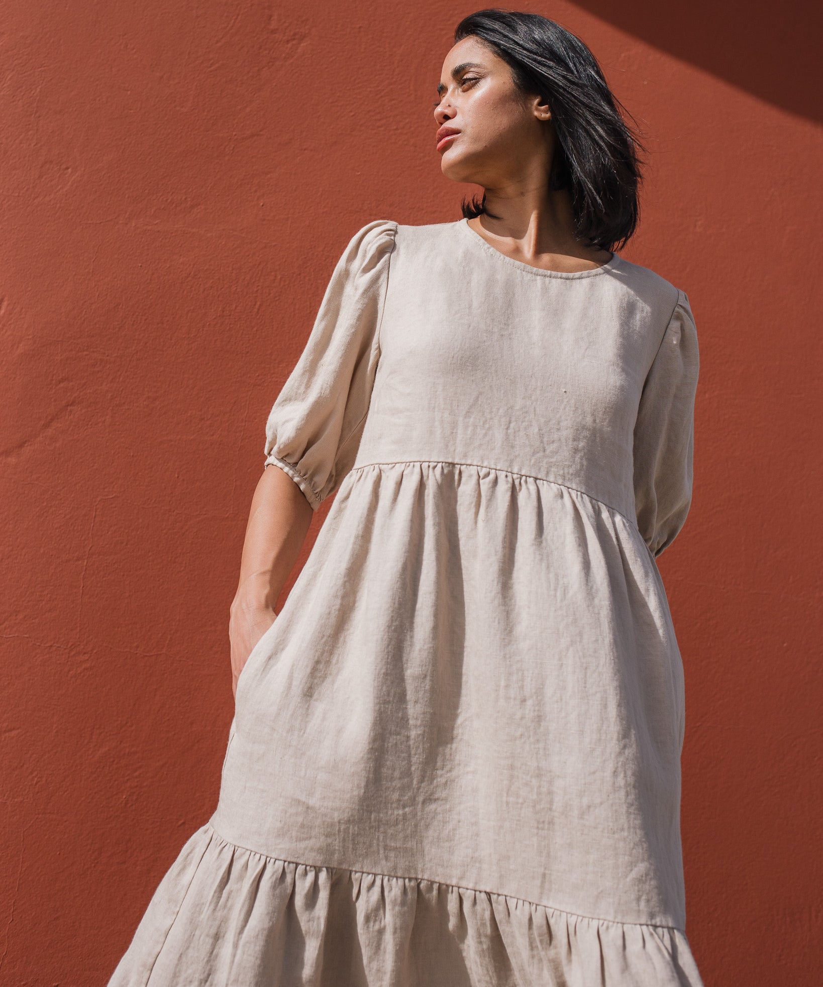 DELPHI tiered linen dress - notperfectlinen