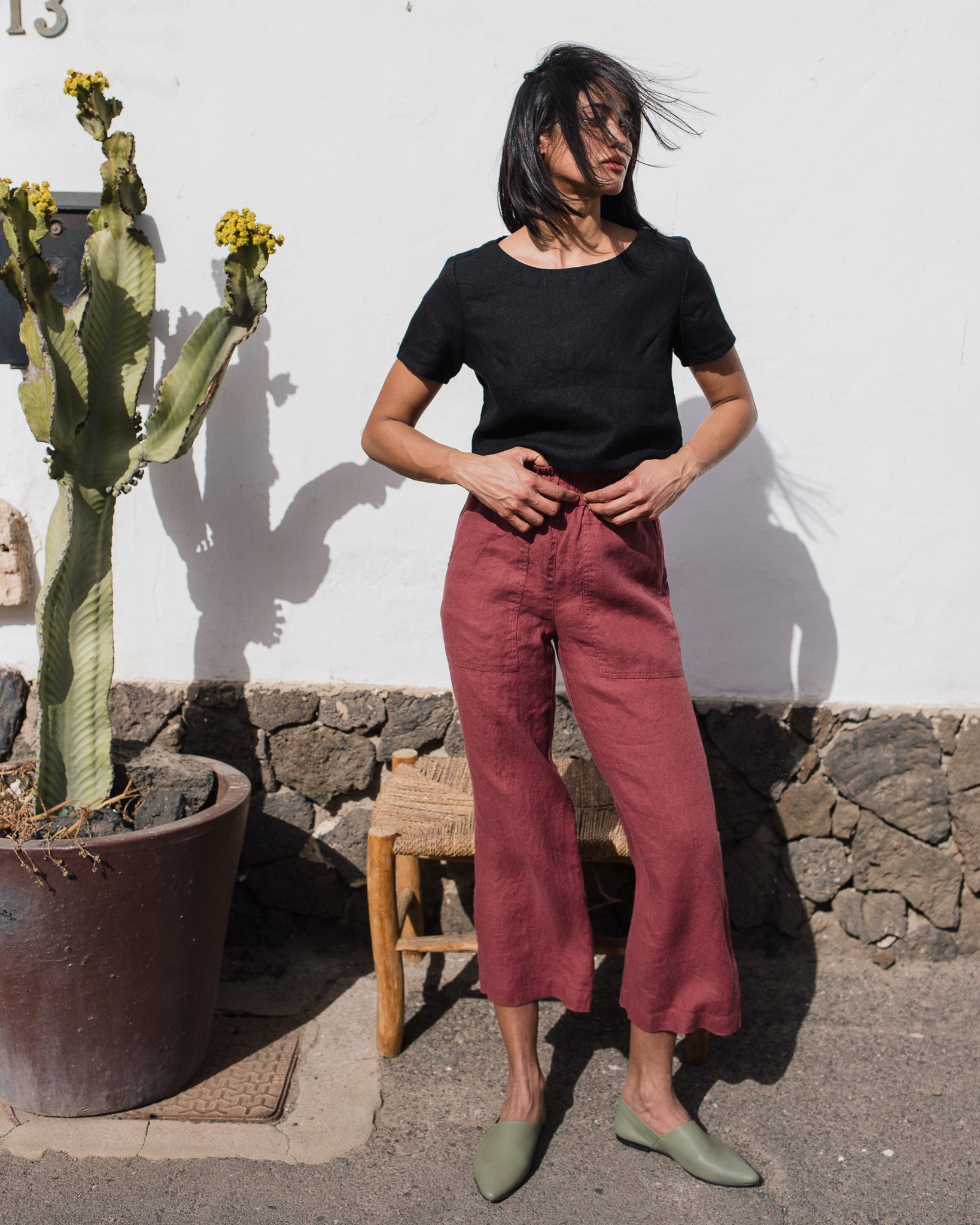 HAMBURG fitted linen top - notperfectlinen