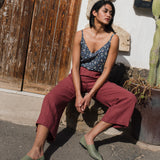 PUGLIA straight cut cropped linen pants - notperfectlinen