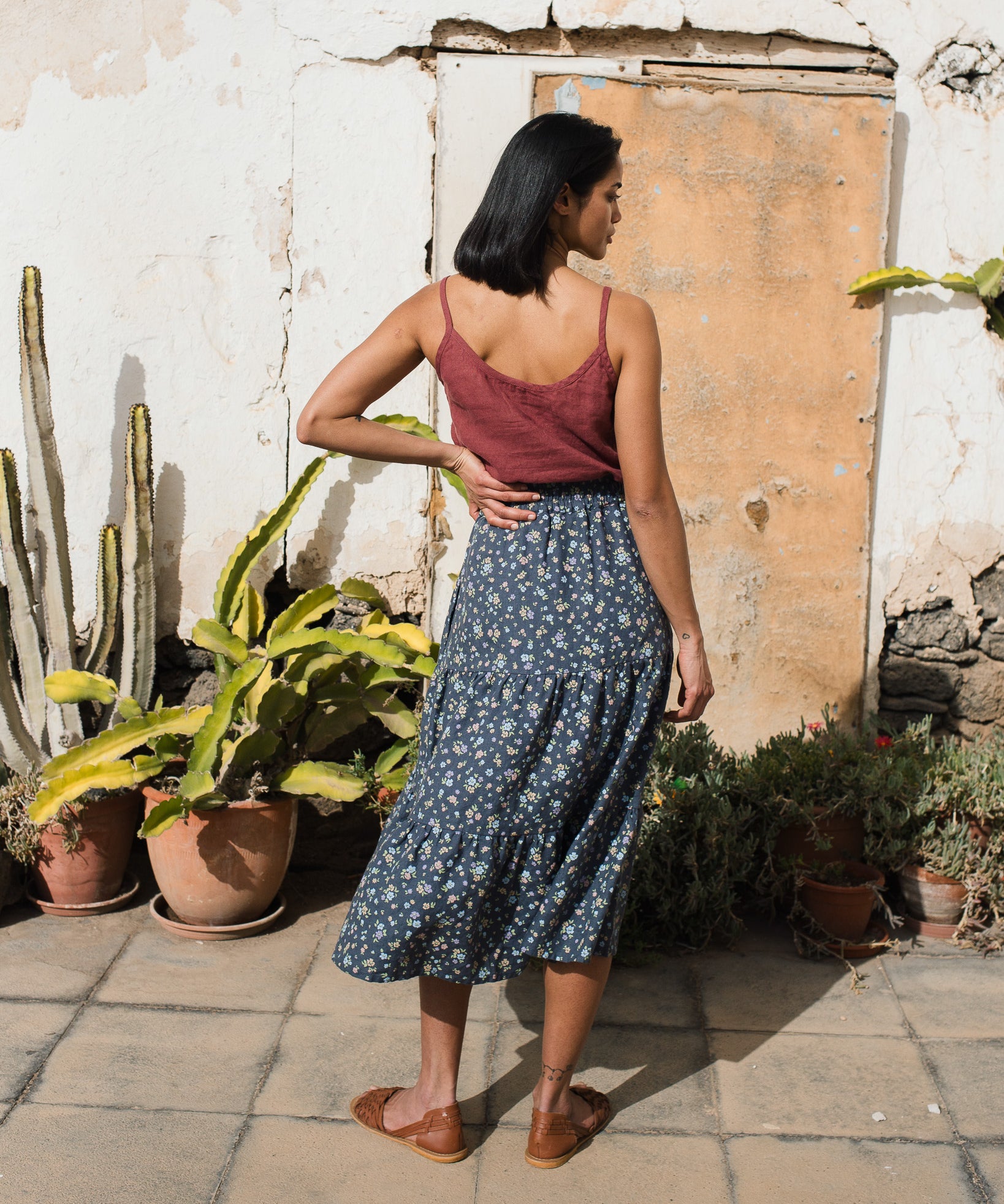 MAGNOLIA tiered linen skirt - notperfectlinen