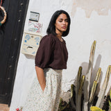 CARMEL puff sleeve linen top - notperfectlinen