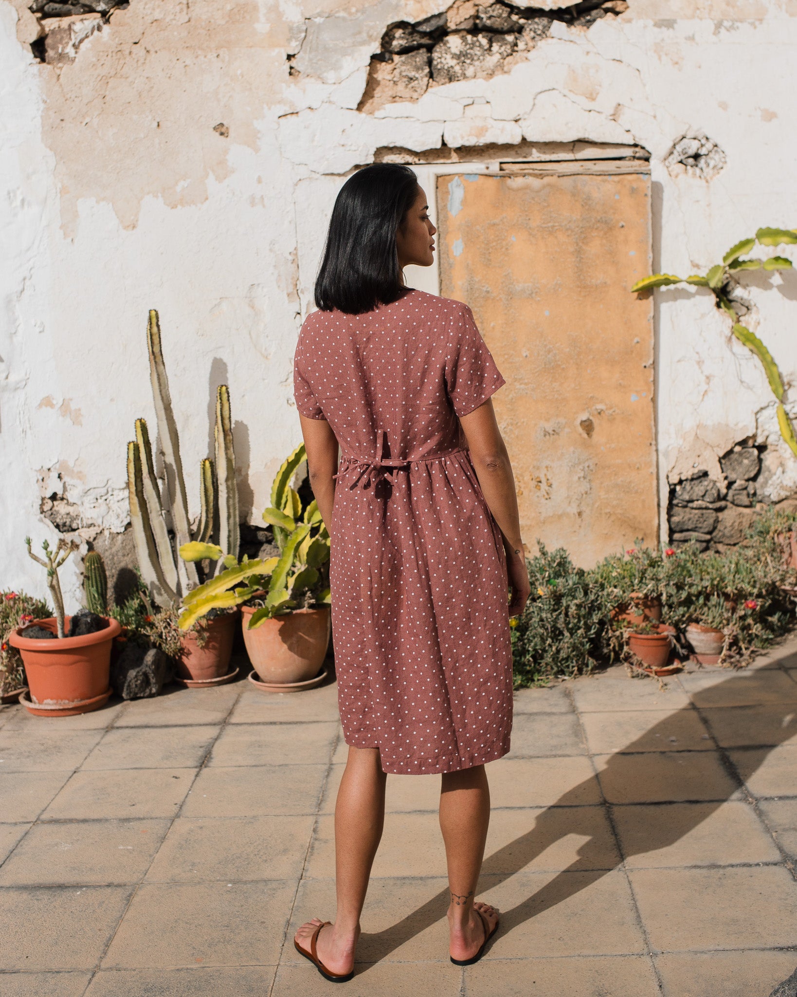 SYMI V-neck linen dress - notPERFECTLINEN