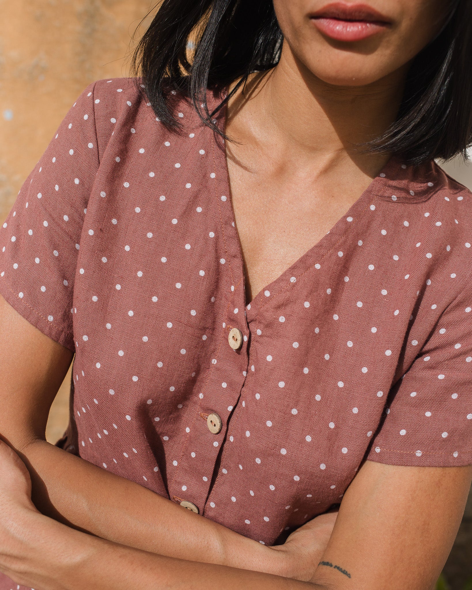 SYMI V-neck linen dress - notPERFECTLINEN