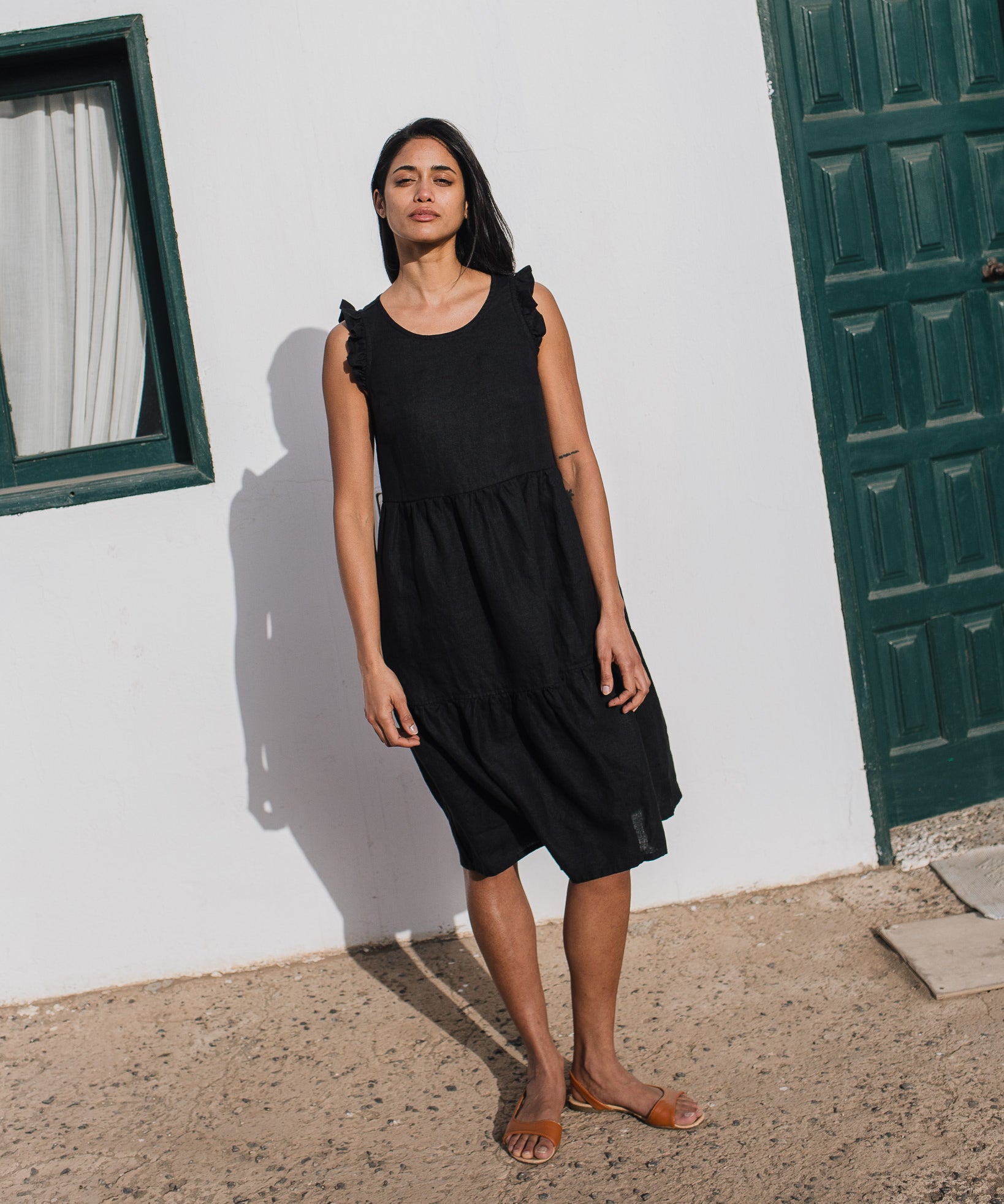 PARATY tiered midi linen dress - notperfectlinen