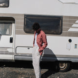 R: Men’s long sleeve linen shirt MONTREAL (Size: S; Color: Swedish Blue)