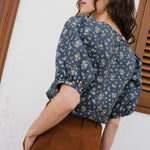 CARMEL puff sleeve linen top - notperfectlinen