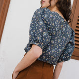 CARMEL puff sleeve linen top - notperfectlinen