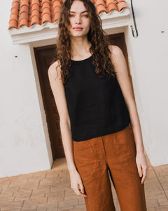 BAY cropped linen top - notperfectlinen