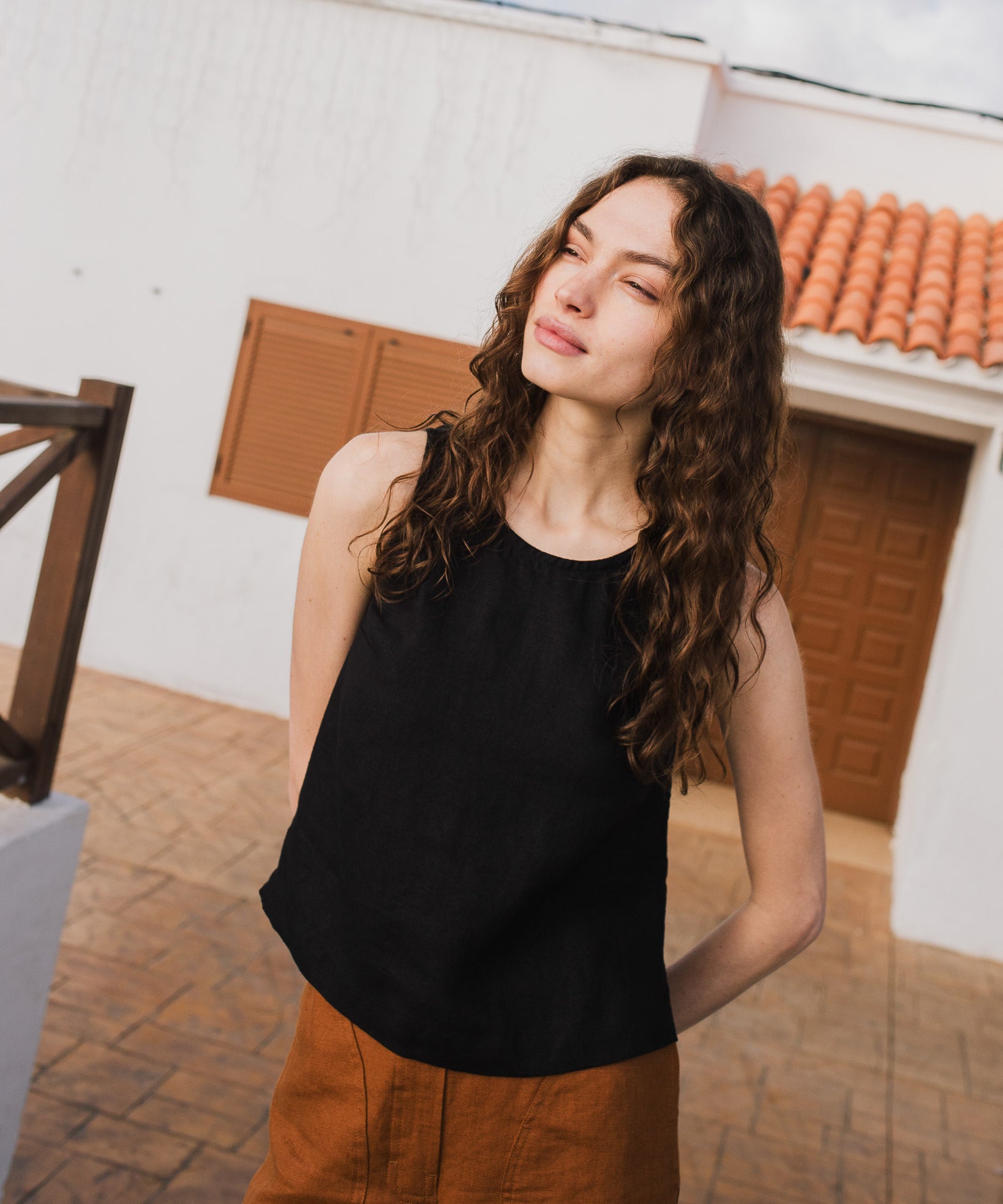 BAY cropped linen top - notperfectlinen