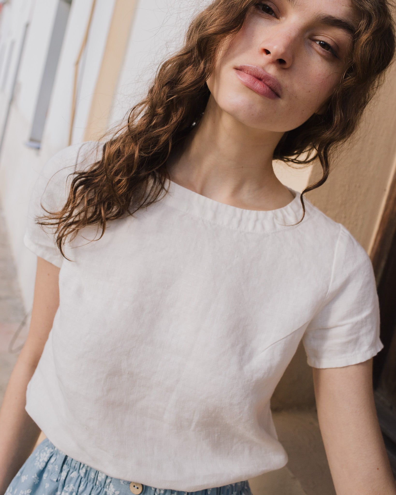 HAMBURG fitted linen top - notperfectlinen