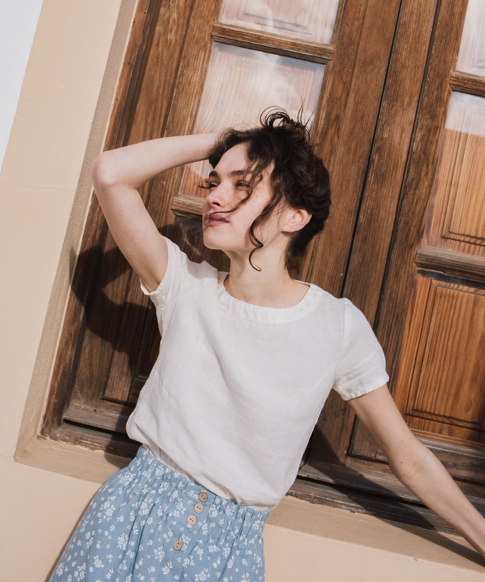 HAMBURG fitted linen top - notperfectlinen