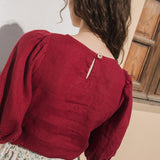 CARMEL puff sleeve linen top - notperfectlinen