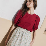 CARMEL puff sleeve linen top - notperfectlinen