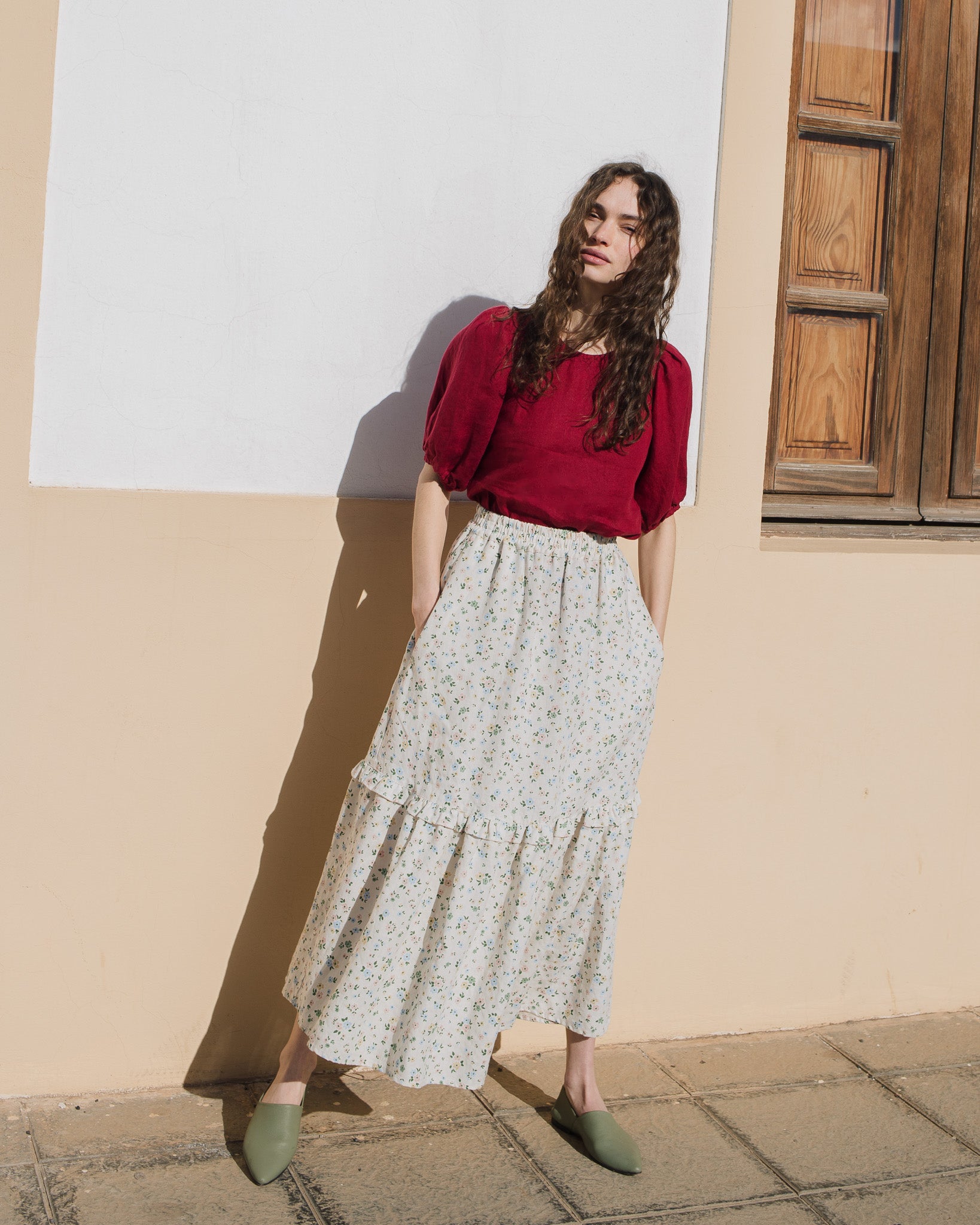 CARMEL puff sleeve linen top - notperfectlinen