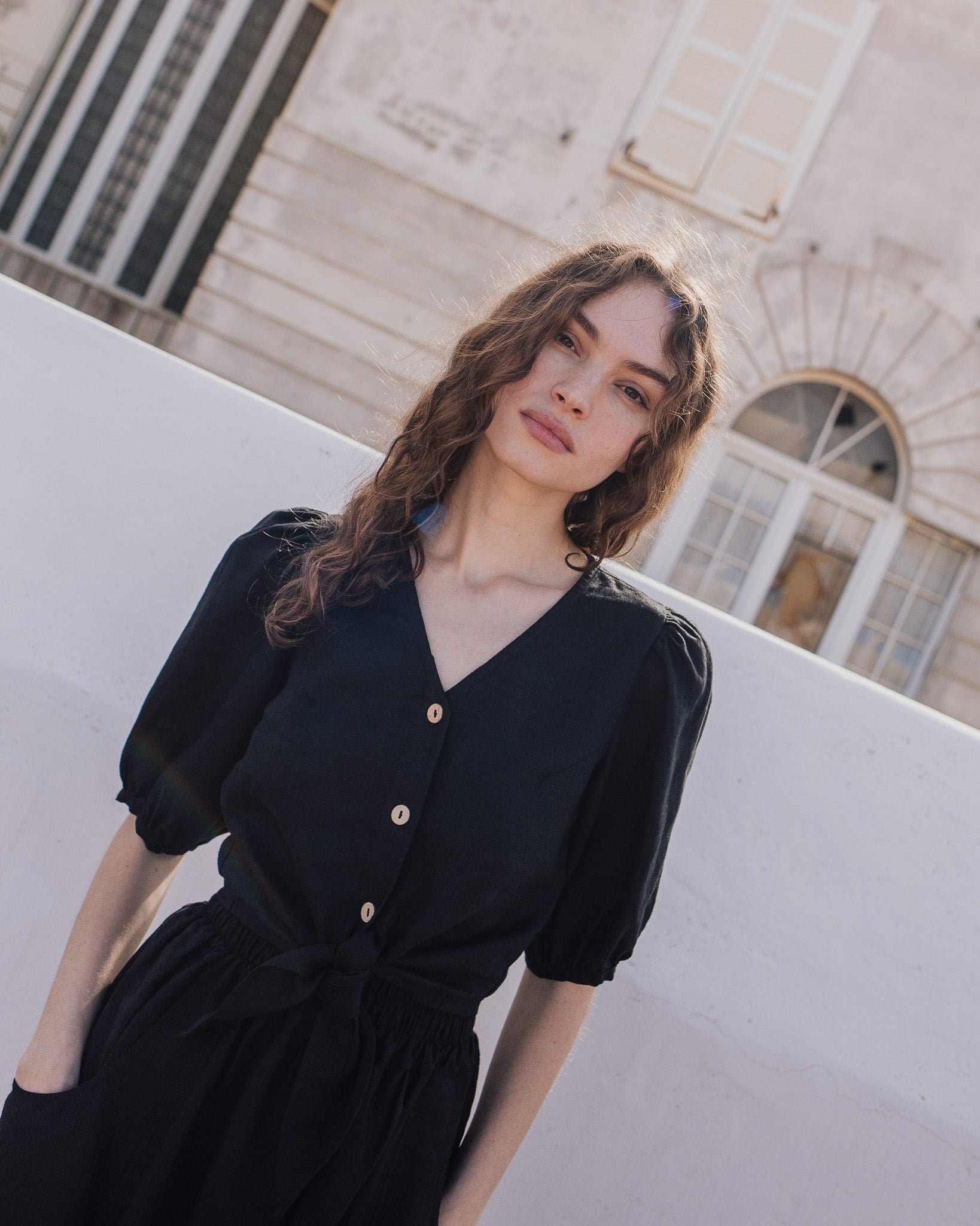 ELLA knot front button shirt linen - notperfectlinen